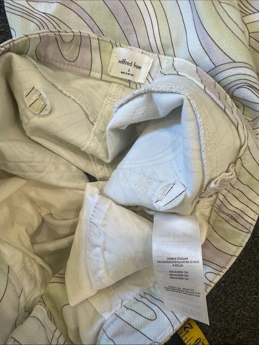 Aritzia Wilfred Free Pastel Green Purple White Swirl Print Melina Jeans Size 6 - Picture 8 of 8